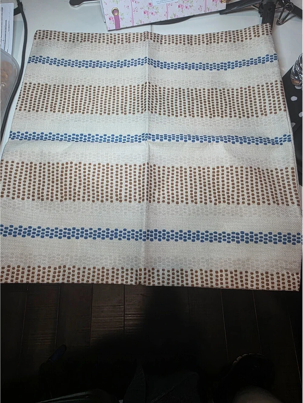 AEIOAE Brown Navy Blue In/Outdoor Pillow Covers 17 x 17 Inch, Polka Dots Stripes